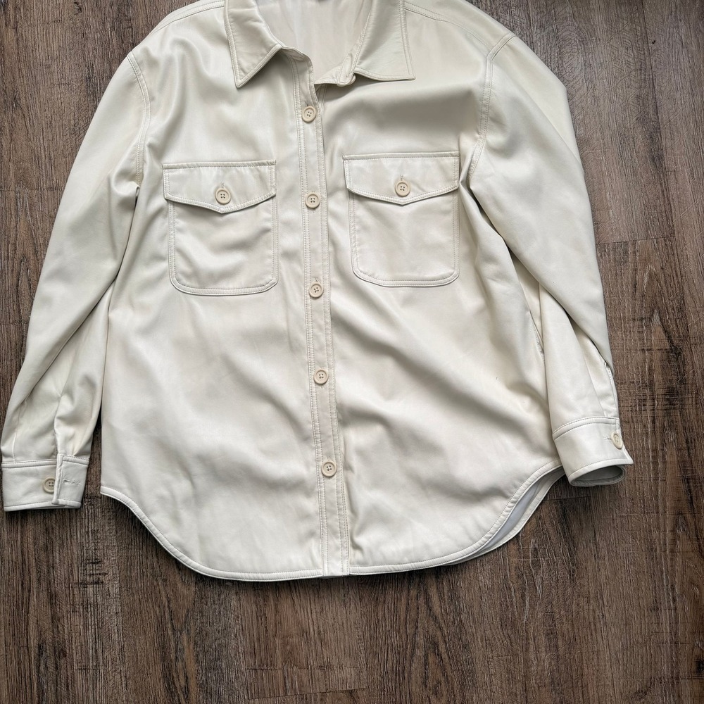 Good‎ American Better Than Leather Shirt Jacket in Cream Shacket